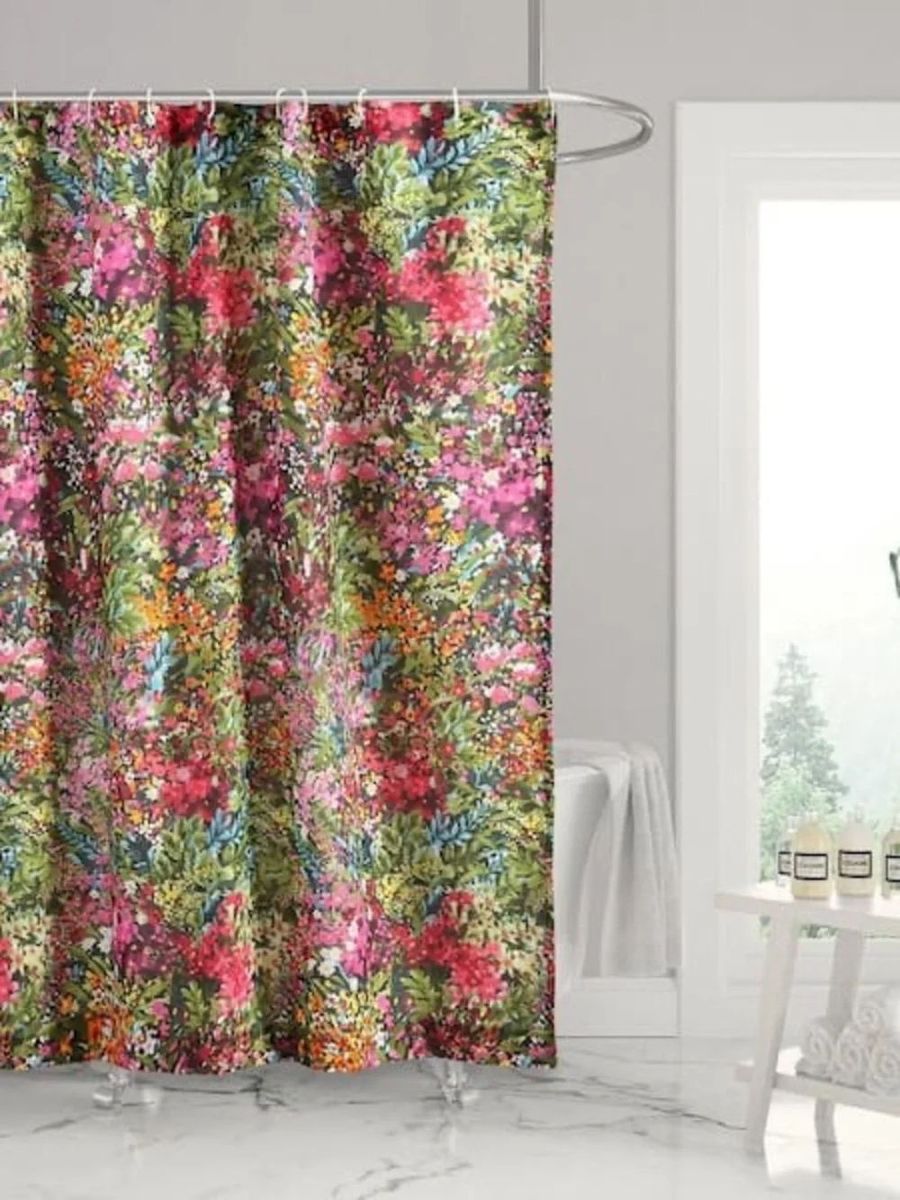 Levtex Home Basel Collection Cottagecore Boho Garden Floral Shower Curtain